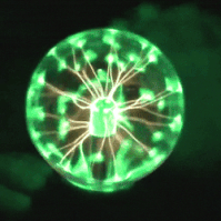dark gif of a person touching green glowing electric orb
